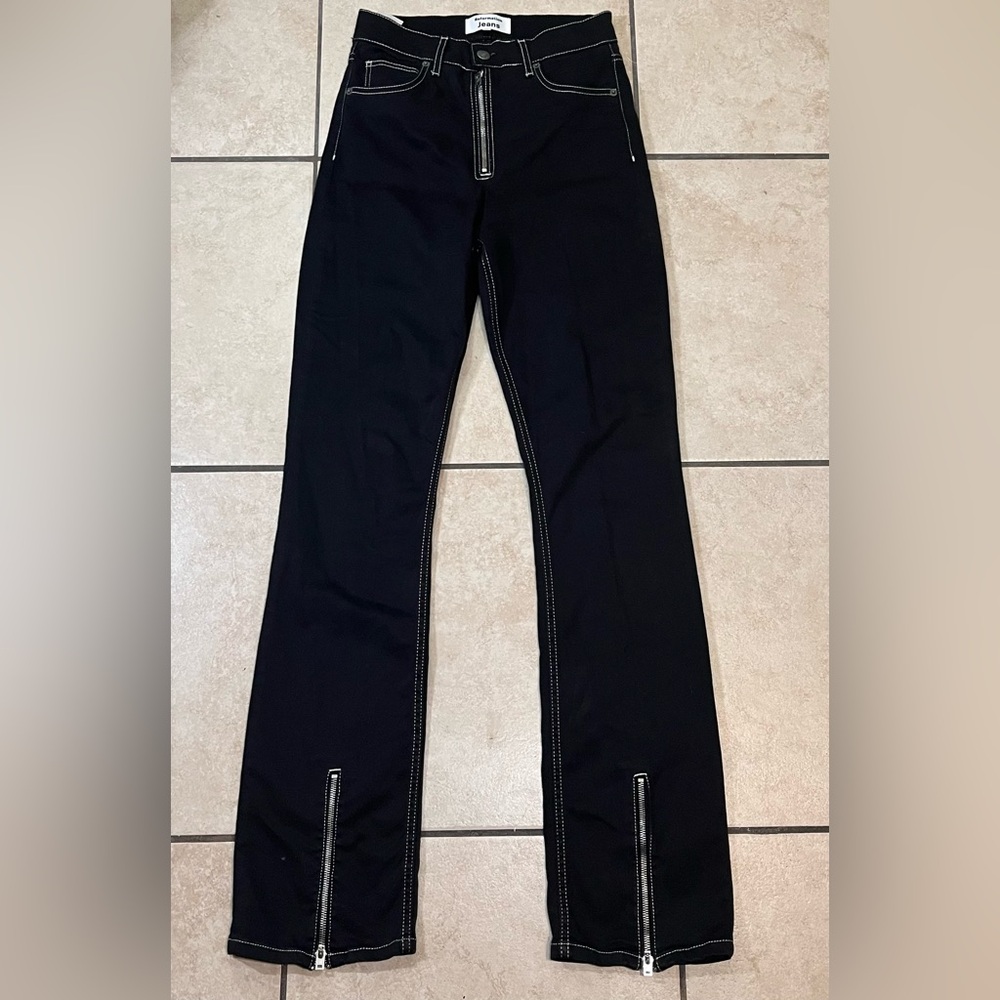 Reformation Toby Zip Front Ultra High Rise Bootcut Jean Black Size 26 *read - Picture 3 of 11